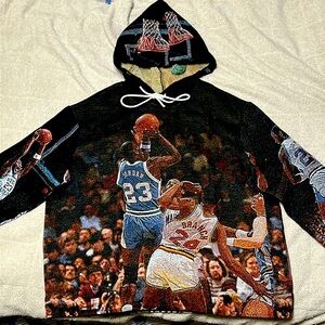 Michael Jordan North Carolina TAPESTRY Hoodie Size XL Vintage